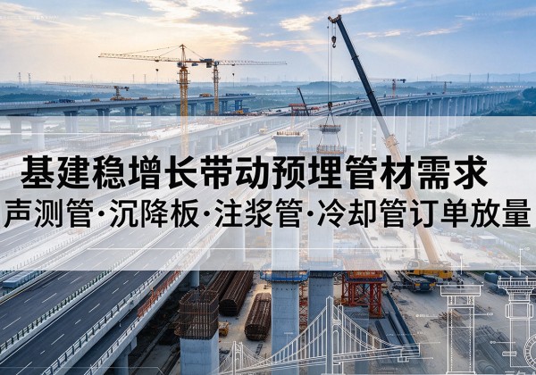 漳平基建稳增长带动预埋监测管材需求，声测管、沉降板、注浆管订单持续放量